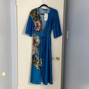 Zara Blue Floral Wrap Dress